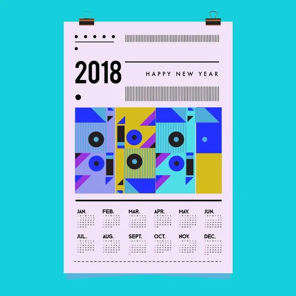 Modèle Couverture Calendrier Nouvel 2018 Calendrier Conception Affiche Avec Fond — Image vectorielle