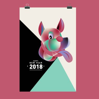 Çin yeni yılı 2018 şenlikli vektör kartı tasarımı ile şirin köpek, 2018 yıl zodyak sembolü 