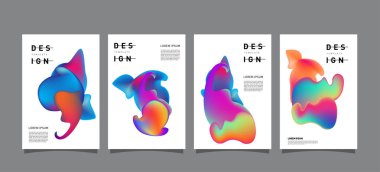 Renkli soyut sıvı ve sıvı poster ve kapak tasarımı. En az geometrik desen degradeler arka planlar
