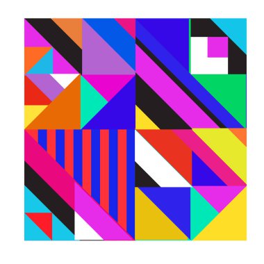 Trendy geometrik kaleydoskop öğeleri memphis tebrik kartları tasarımı. Retro tarzı doku, desen ve öğeleri. Modern soyut tasarım poster ve kapak şablonu