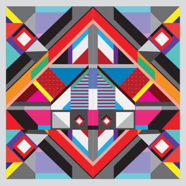 Trendy geometrik vektör çizim öğeleri ve soyut renkli dokular ile. Yaz tatil için poster, kart, broşür ve tanıtım şablon tasarlayın. Moda sanat baskı ve arka plan.