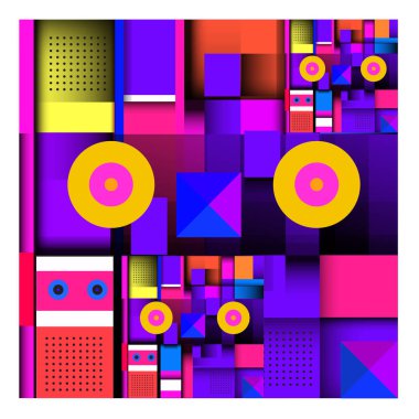 Trendy geometrik öğeleri memphis tasarımı renkli ve parlak. Retro 90s doku, desen ve öğeleri tarzı. Modern arka plan tasarımı ve kapak şablonu.