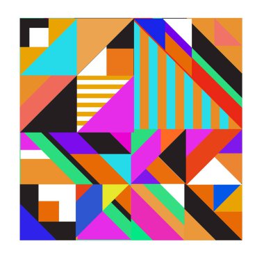 Trendy geometrik kaleydoskop öğeleri memphis tebrik kartları tasarımı. Retro tarzı doku, desen ve öğeleri. Modern soyut tasarım poster ve kapak şablonu