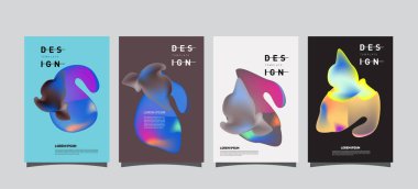 Renkli soyut sıvı ve sıvı poster ve kapak tasarımı. En az geometrik desen degradeler arka planlar