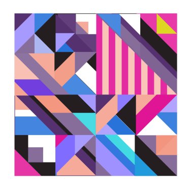 Trendy geometrik kaleydoskop öğeleri memphis tebrik kartları tasarımı. Retro tarzı doku, desen ve öğeleri. Modern soyut tasarım poster ve kapak şablonu