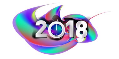 2018 yeni yıl renkli akrilik boya 3d tasarım öğesi sunumlar, el ilanları, broşürler, kartpostallar ve posterler için arka plan üzerinde. Vektör çizim