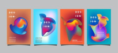 Renkli soyut sıvı ve sıvı poster ve kapak tasarımı. En az geometrik desen degradeler arka planlar
