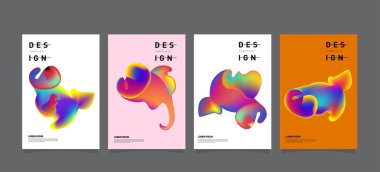 Renkli soyut sıvı ve sıvı poster ve kapak tasarımı. En az geometrik desen degradeler arka planlar