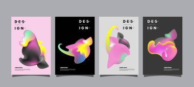 Renkli soyut sıvı ve sıvı poster ve kapak tasarımı. En az geometrik desen degradeler arka planlar