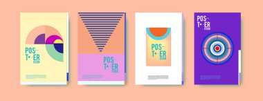 Renkli geometrik Tasarım poster ve kapak. En az geometrik desen degradeler arka planlar. 