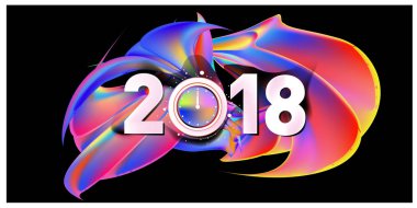 2018 yeni yıl renkli akrilik boya 3d tasarım öğesi sunumlar, el ilanları, broşürler, kartpostallar ve posterler için arka plan üzerinde. Vektör çizim