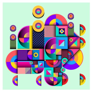Modaya uygun curvy geometrik memphis öğeleri renkli bir tasarım. Retro 90s doku, desen ve öğeleri tarzı. Modern soyut kültür arka plan tasarımı ve kapak şablonu.