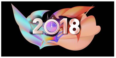 2018 yeni yıl renkli akrilik boya 3d tasarım öğesi sunumlar, el ilanları, broşürler, kartpostallar ve posterler için arka plan üzerinde. Vektör çizim