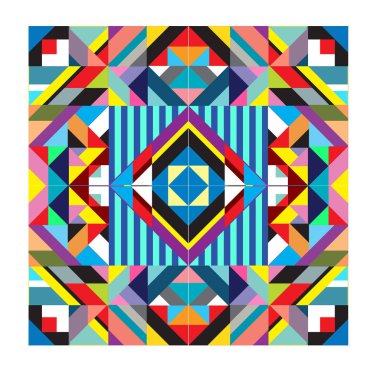 Trendy geometrik kaleydoskop öğeleri memphis tebrik kartları tasarımı. Retro tarzı doku, desen ve öğeleri. Modern soyut tasarım poster ve kapak şablonu