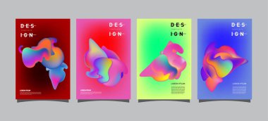 Renkli soyut sıvı ve sıvı poster ve kapak tasarımı. En az geometrik desen degradeler arka planlar