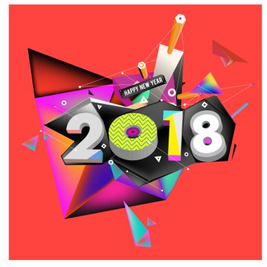 Yeni yıl 2018. Renkli tasarım.