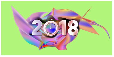 2018 yeni yıl renkli akrilik boya 3d tasarım öğesi sunumlar, el ilanları, broşürler, kartpostallar ve posterler için arka plan üzerinde. Vektör çizim