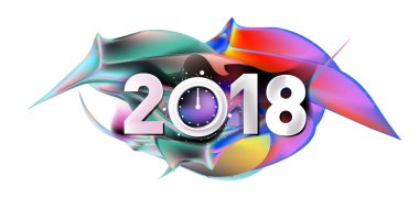 2018 yeni yıl renkli akrilik boya 3d tasarım öğesi sunumlar, el ilanları, broşürler, kartpostallar ve posterler için arka plan üzerinde. Vektör çizim