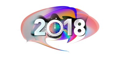 2018 yeni yıl renkli akrilik boya 3d tasarım öğesi sunumlar, el ilanları, broşürler, kartpostallar ve posterler için arka plan üzerinde. Vektör çizim