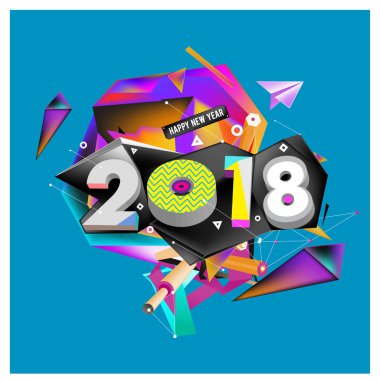 Yeni yıl 2018. Renkli tasarım.