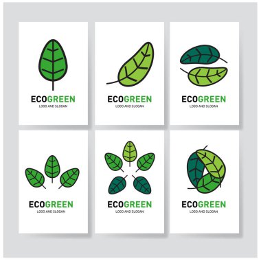 Yeşil yaprak eko sembolü seti, vektör illüstrasyonu