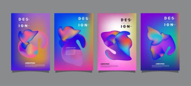 Renkli soyut sıvı ve sıvı poster ve kapak tasarımı. En az geometrik desen degradeler arka planlar