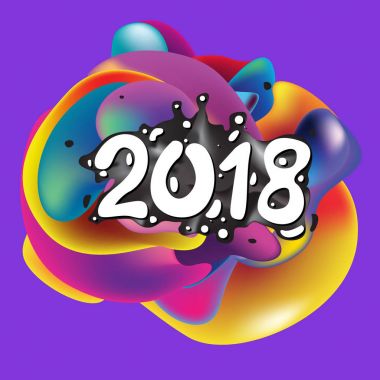 2018 mutlu yeni yıl tatil tebrik kartı sıvı renkli arka plan üzerinde