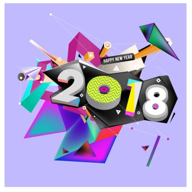 Yeni yıl 2018. Renkli tasarım.
