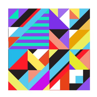 Trendy geometrik kaleydoskop öğeleri memphis tebrik kartları tasarımı. Retro tarzı doku, desen ve öğeleri. Modern soyut tasarım poster ve kapak şablonu