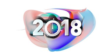 2018 yeni yıl renkli akrilik boya 3d tasarım öğesi sunumlar, el ilanları, broşürler, kartpostallar ve posterler için arka plan üzerinde. Vektör çizim