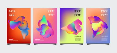 Renkli soyut sıvı ve sıvı poster ve kapak tasarımı. En az geometrik desen degradeler arka planlar