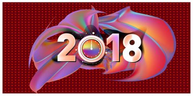 2018 yeni yıl renkli akrilik boya 3d tasarım öğesi sunumlar, el ilanları, broşürler, kartpostallar ve posterler için arka plan üzerinde. Vektör çizim