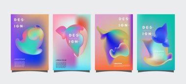 Renkli soyut sıvı ve sıvı poster ve kapak tasarımı. En az geometrik desen degradeler arka planlar