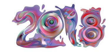 2018 yeni yıl renkli akrilik boya 3d tasarım öğesi sunumlar, el ilanları, broşürler, kartpostallar ve posterler için arka plan üzerinde. Vektör çizim