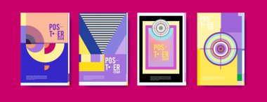 Renkli geometrik Tasarım poster ve kapak. En az geometrik desen degradeler arka planlar. 