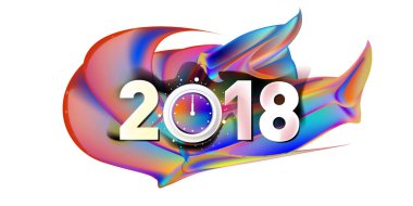 2018 yeni yıl renkli akrilik boya 3d tasarım öğesi sunumlar, el ilanları, broşürler, kartpostallar ve posterler için arka plan üzerinde. Vektör çizim