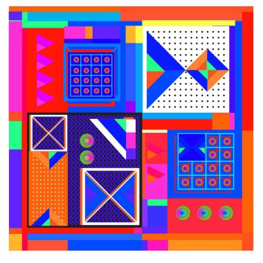 Trendy geometrik öğeleri memphis tasarımı renkli ve parlak. Retro 90s doku, desen ve öğeleri tarzı. Modern arka plan tasarımı ve kapak şablonu