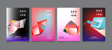 Renkli geometrik Tasarım poster ve kapak. En az geometrik desen degradeler arka planlar