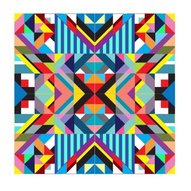 Trendy geometrik kaleydoskop öğeleri memphis tebrik kartları tasarımı. Retro tarzı doku, desen ve öğeleri. Modern soyut tasarım poster ve kapak şablonu