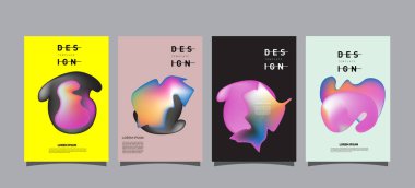 Renkli soyut sıvı ve sıvı poster ve kapak tasarımı. En az geometrik desen degradeler arka planlar