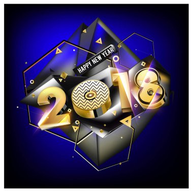 Yeni yıl 2018. Renkli tasarım.