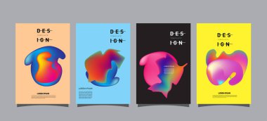 Renkli soyut sıvı ve sıvı poster ve kapak tasarımı. En az geometrik desen degradeler arka planlar