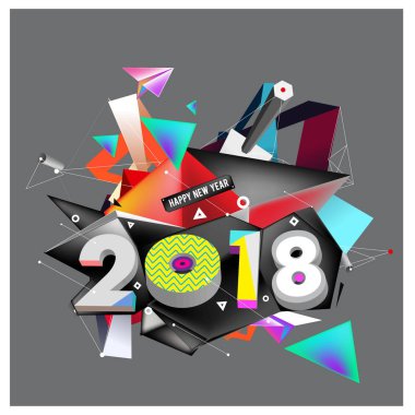 Yeni yıl 2018. Renkli tasarım.