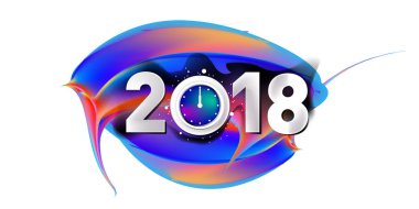 2018 yeni yıl renkli akrilik boya 3d tasarım öğesi sunumlar, el ilanları, broşürler, kartpostallar ve posterler için arka plan üzerinde. Vektör çizim