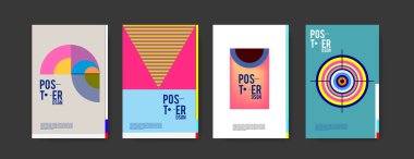 Minimalist vektör tasarım küme kapsıyor. Serin geometrik degradeler şekli. Fütüristik Poster şablonu.