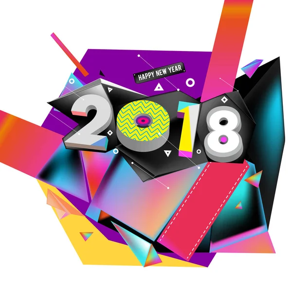 2018 New Year on the background of a colorful acrylic paint 3d design element for presentations, flyers, leaflets, postcards and posters. Vector illustration