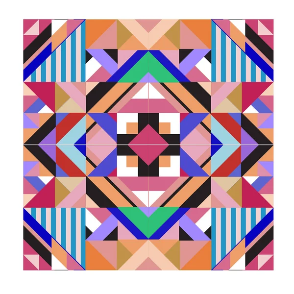 Trendy Geometric Kaleidoscope Elements Memphis Greeting Cards Design Retro Style — Stock Vector