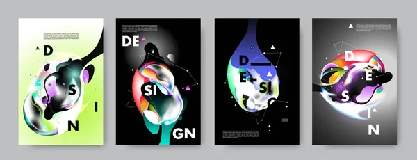 Poster Liquido Fluido Colorato Astratto Design Copertina Sfondi Con Pendenze — Vettoriale Stock