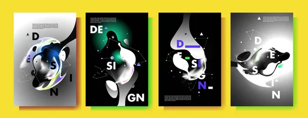 Poster Couvercle Liquide Fluide Abstrait Coloré Gradients Géométriques Minimaux Arrière — Image vectorielle