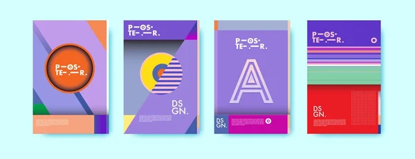 Buntes Geometrisches Plakat Und Coverdesign Minimale Geometrische Musterverläufe Hintergründe — Stockvektor